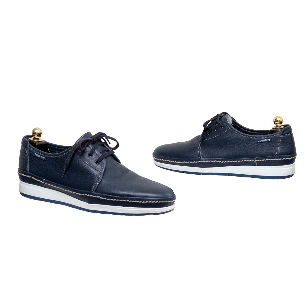 Mephisto HARRY Mens‎ Navy Blue Leather Lace Up Sneakers Shoes US 10 EUR 43